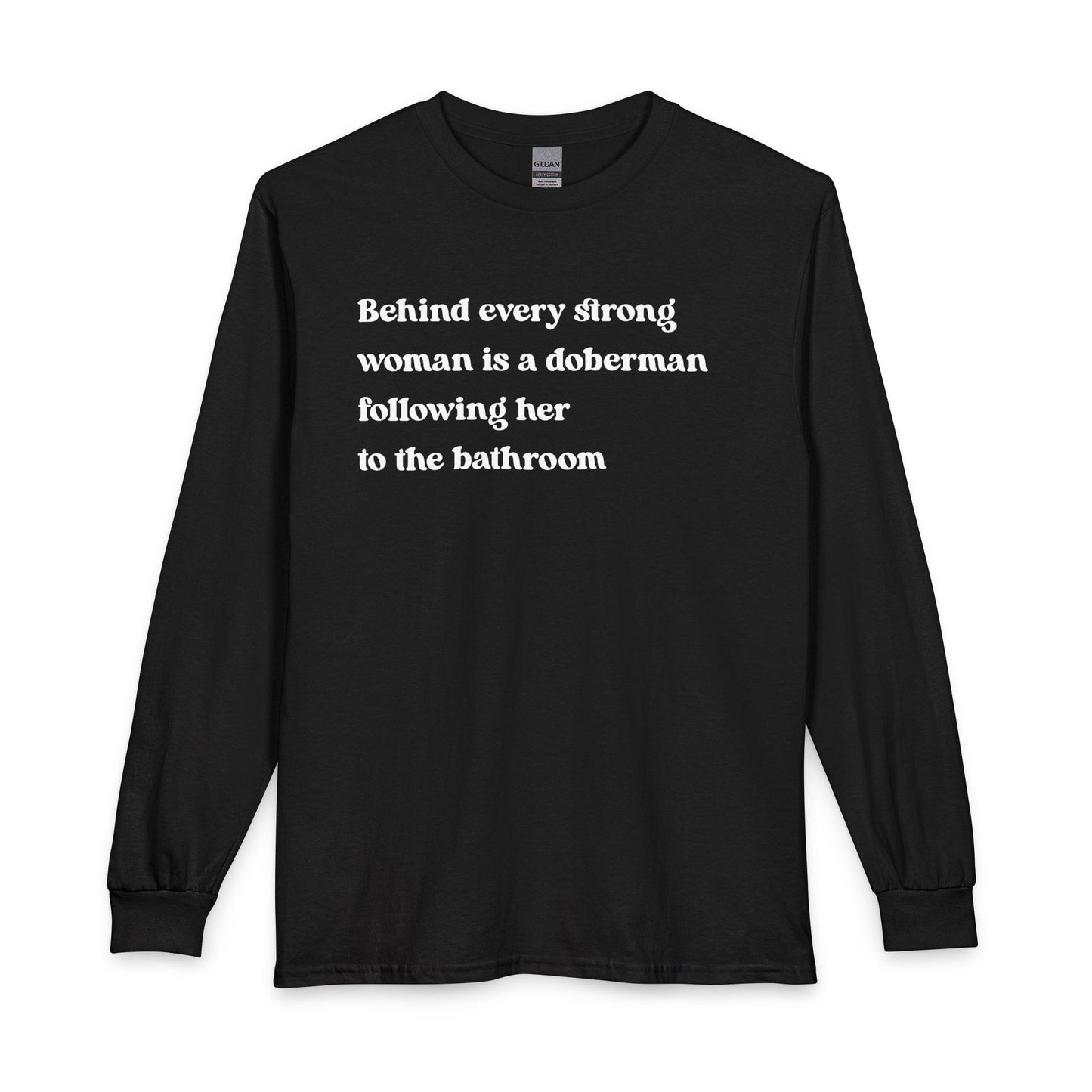 Doberman Strong Woman Long Sleeve Black
