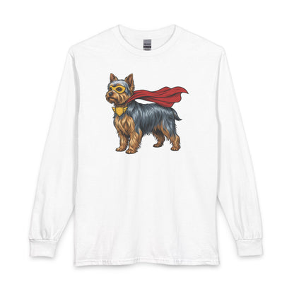 Yorkshire Terrier Superhero Long Sleeve White