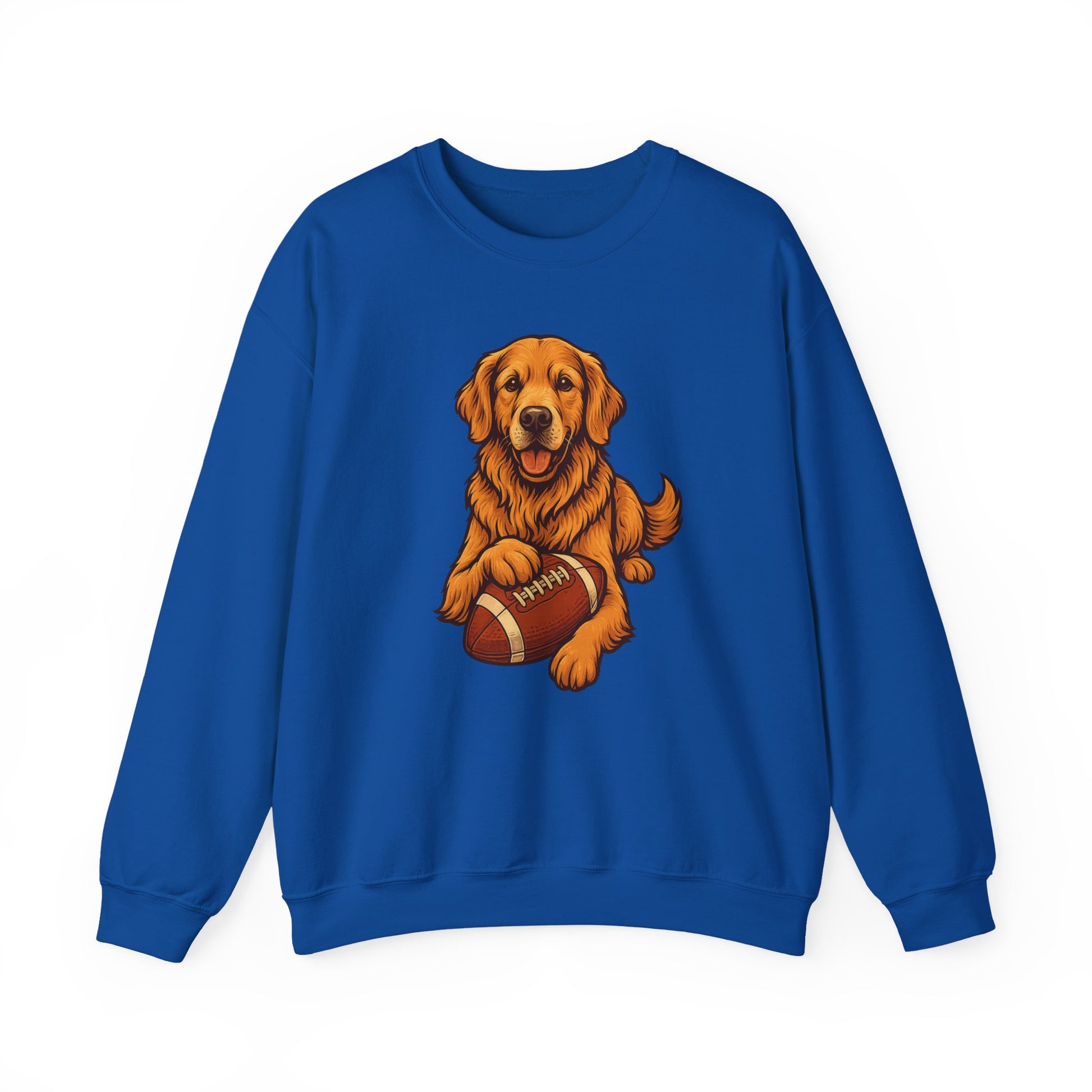 Golden Retriever Football Crewneck Sweatshirt Royal
