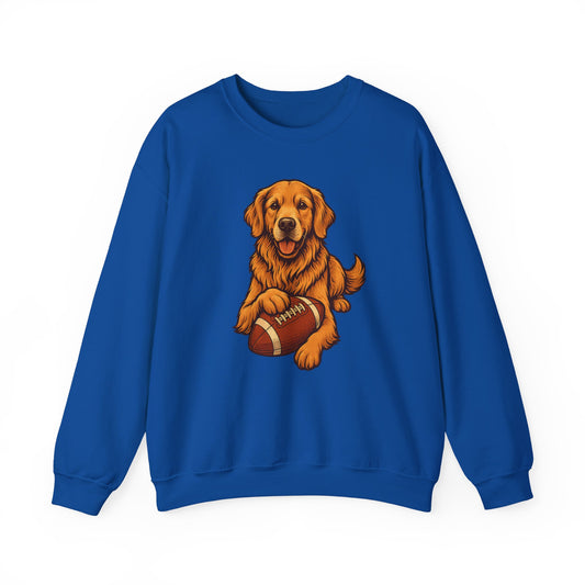Golden Retriever Football Crewneck Sweatshirt Royal