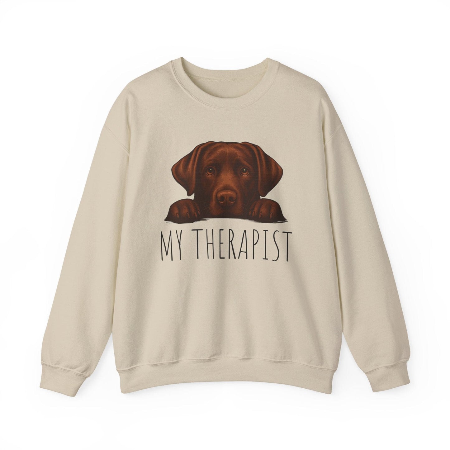 My Therapist Chocolate Lab Crewneck Sweatshirt Sand