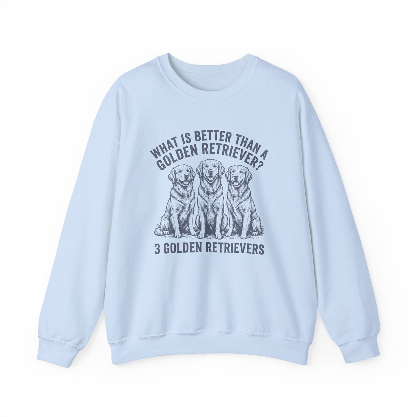 Three Golden Retrievers Crewneck Sweatshirt Light Blue
