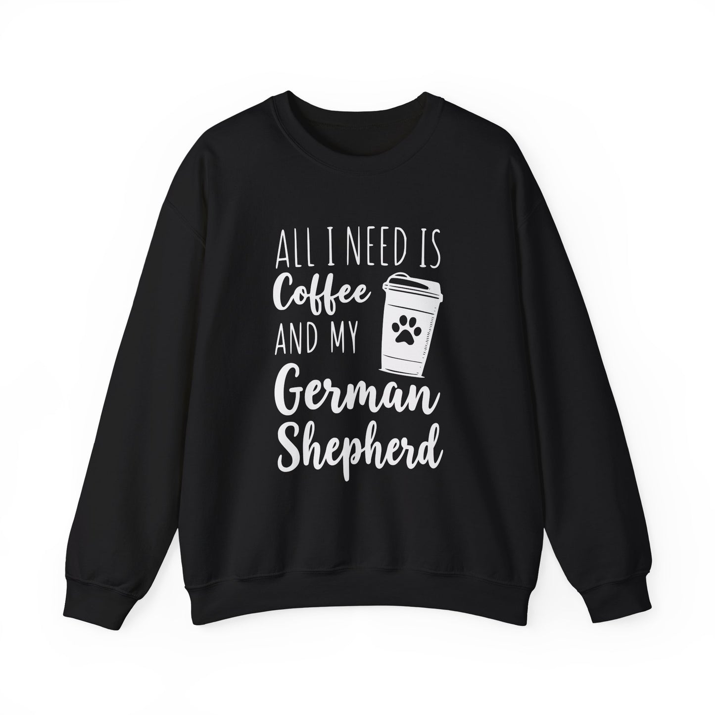 German Shepherd Coffee Crewneck Sweatshirt Black