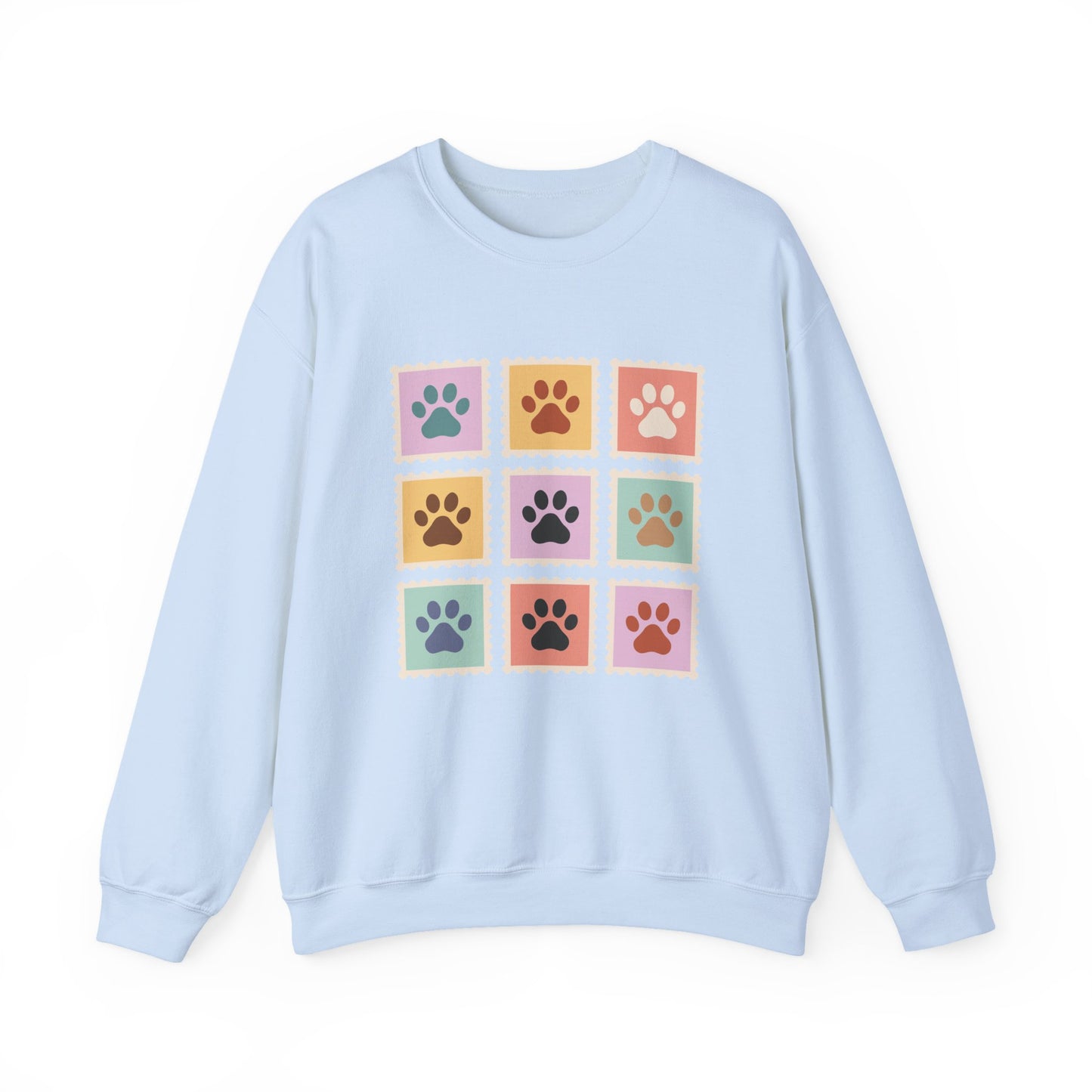 Golden Retriever Paw Stamps Crewneck Sweatshirt Light Blue