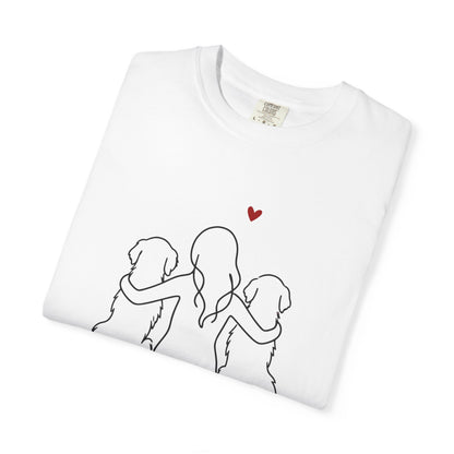 Two Golden Retrievers and Girl Premium Tee