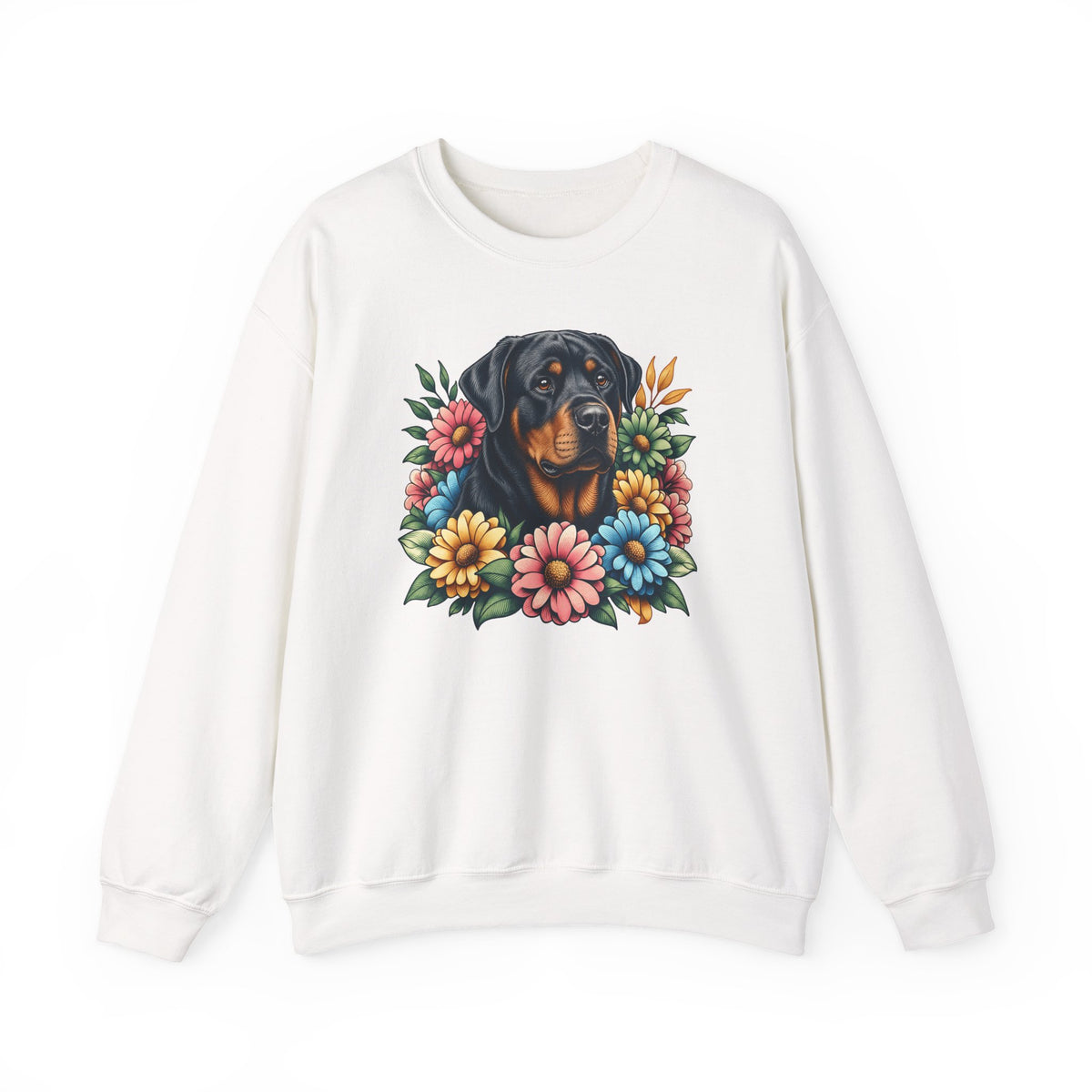 Rottweiler Flower Wreath Crewneck Sweatshirt
