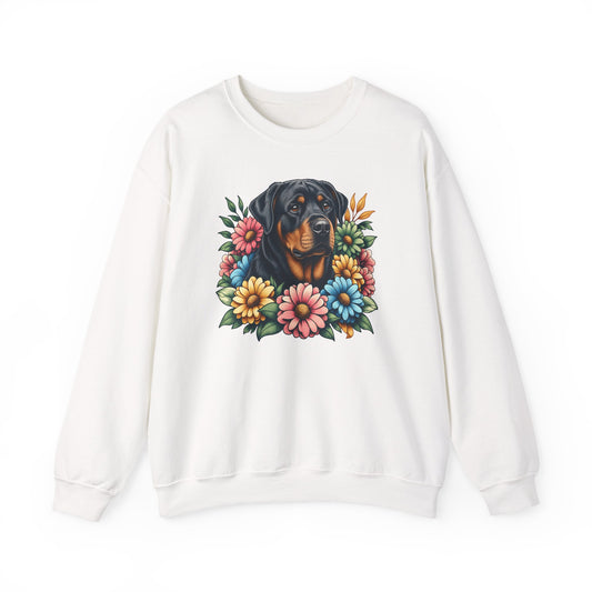 Rottweiler Flower Wreath Crewneck Sweatshirt