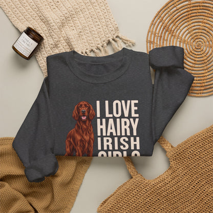 Irish Setter Hairy Girls Crewneck Sweatshirt