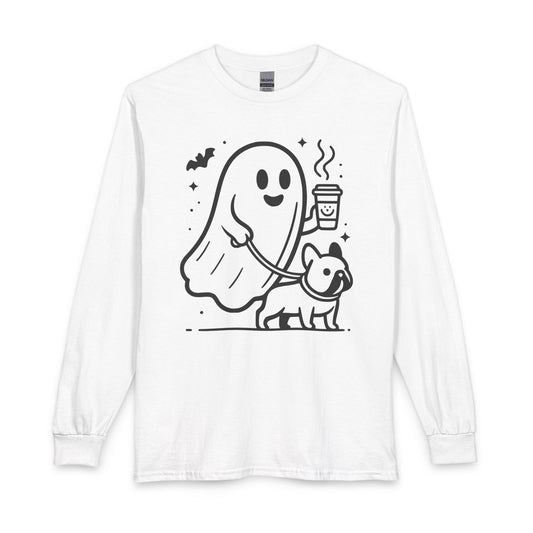 French Bulldog Halloween Ghost Long Sleeve White