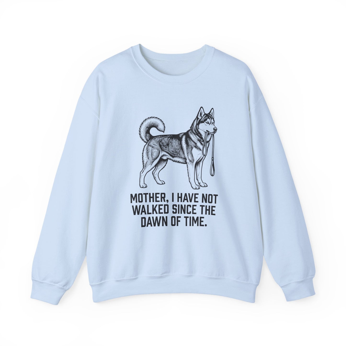Walking Husky Mother Crewneck Sweatshirt Light Blue