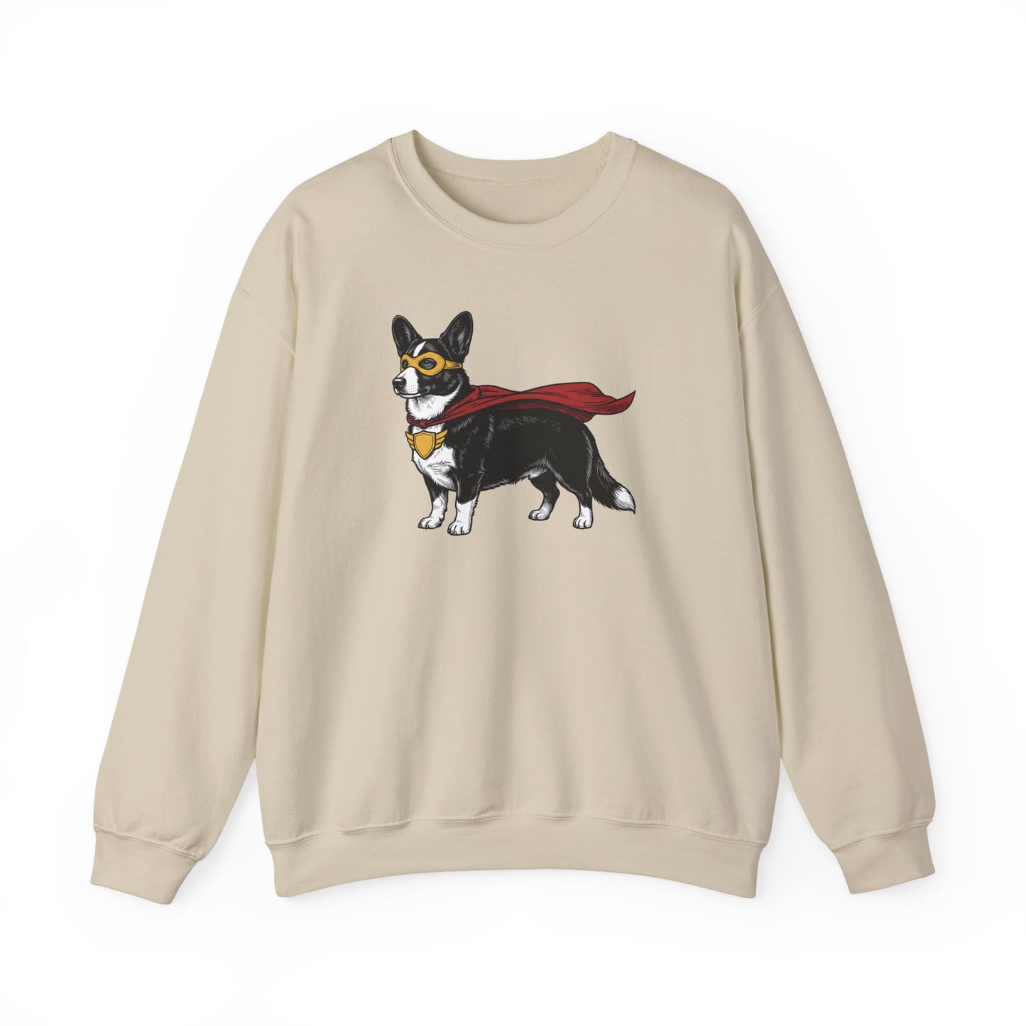 Cardigan Welsh Corgi Black And White Superhero Crewneck Sweatshirt