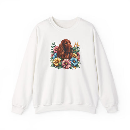 Irish Setter Flower Wreath Crewneck Sweatshirt