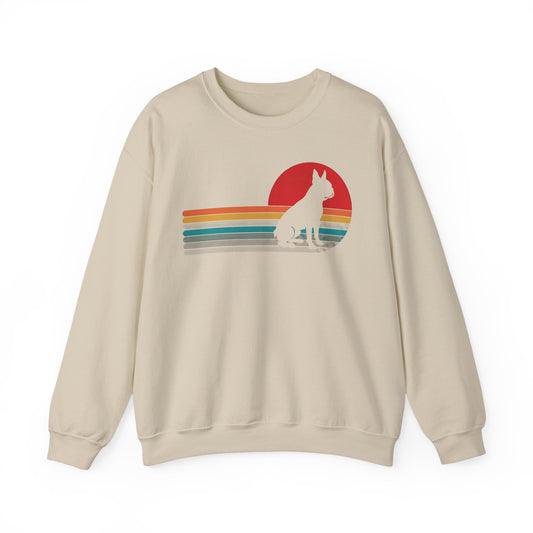 Boston Terrier Retro Sunset Crewneck Sweatshirt