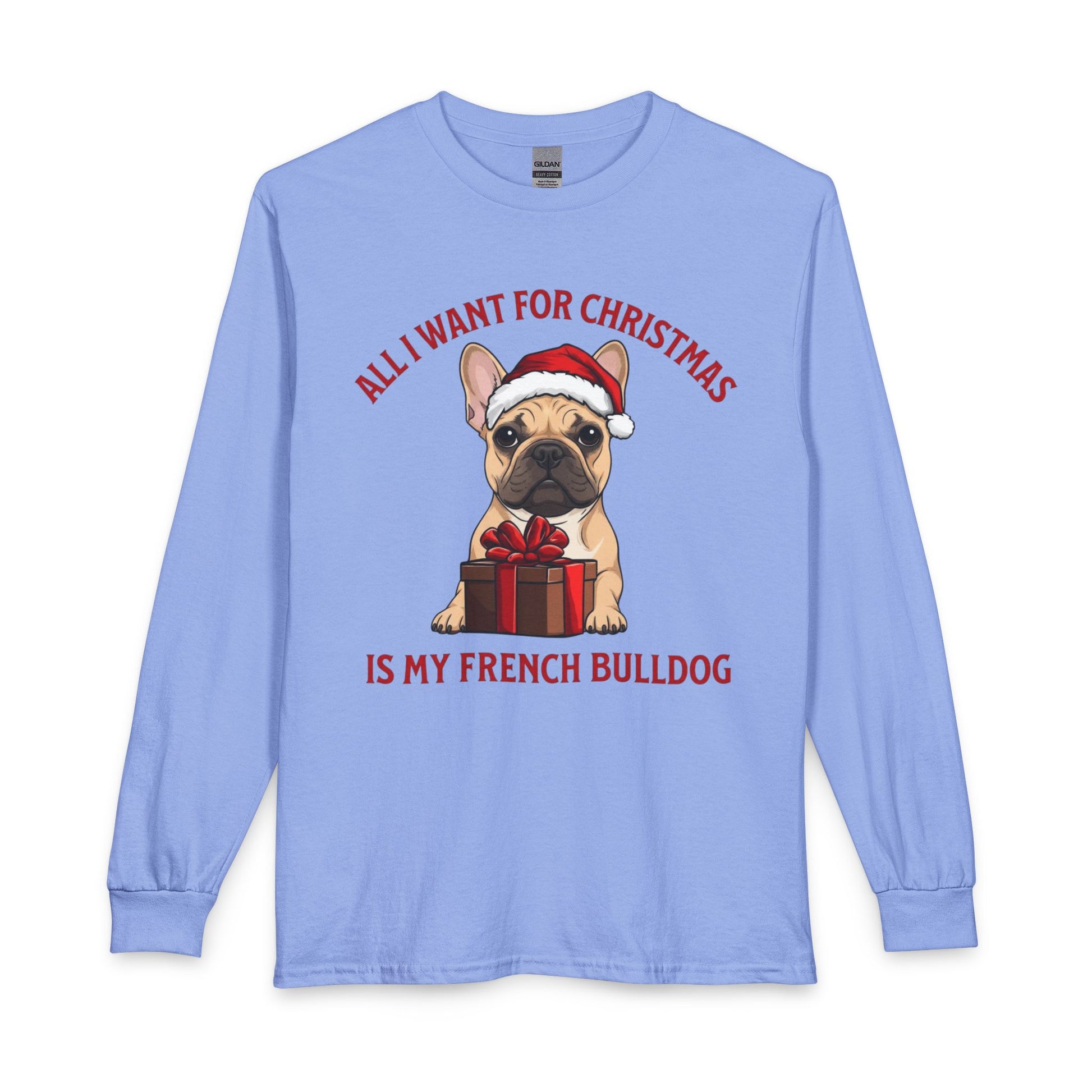 French Bulldog Christmas Long Sleeve Carolina Blue