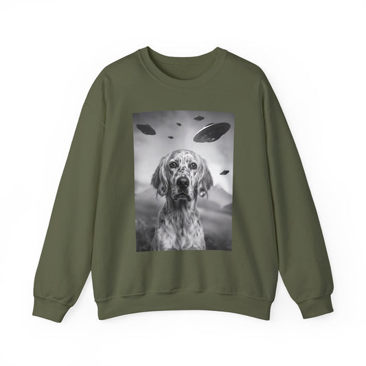 English Setter UFO Crewneck Sweatshirt Military Green