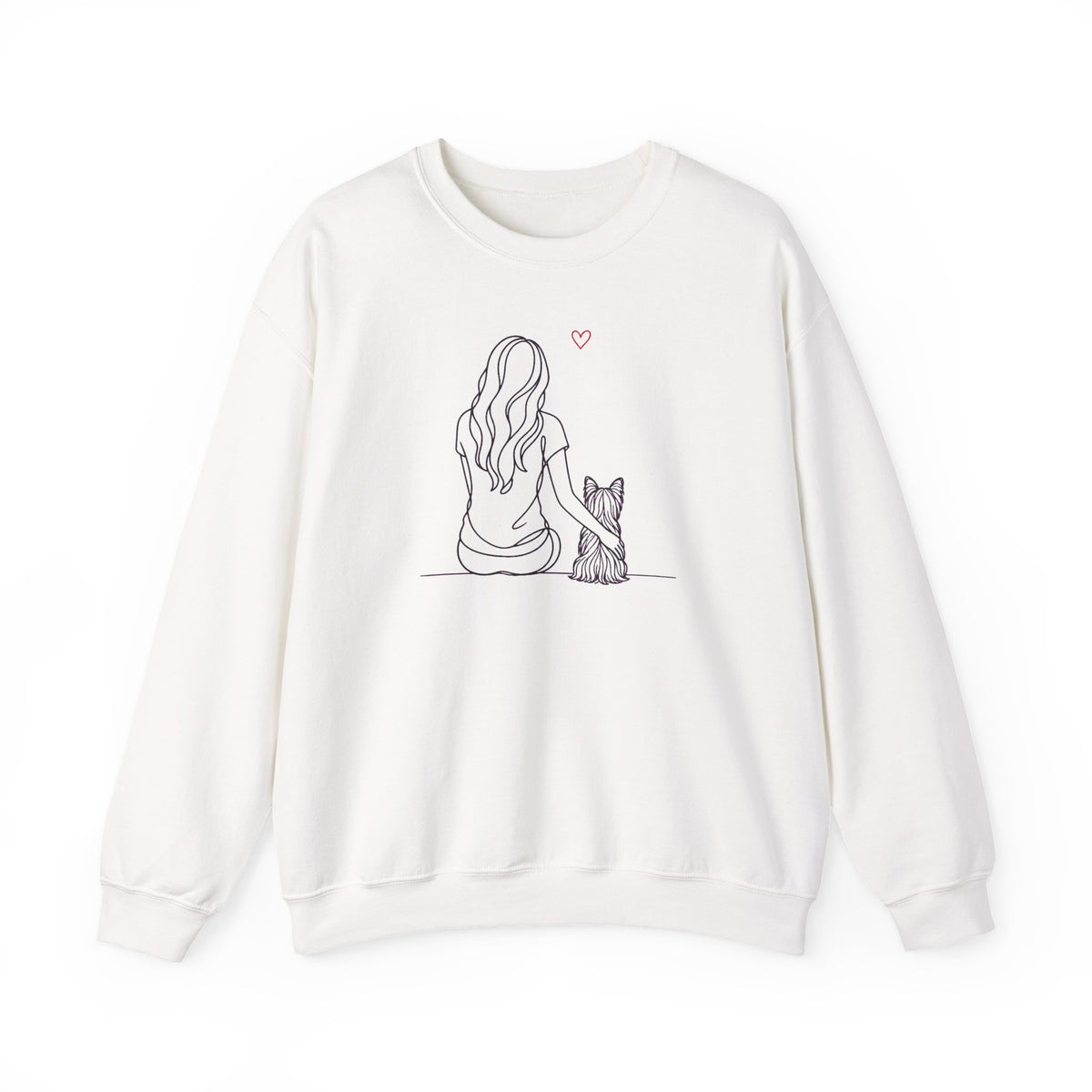 Yorkshire Terrier Hug Crewneck Sweatshirt White