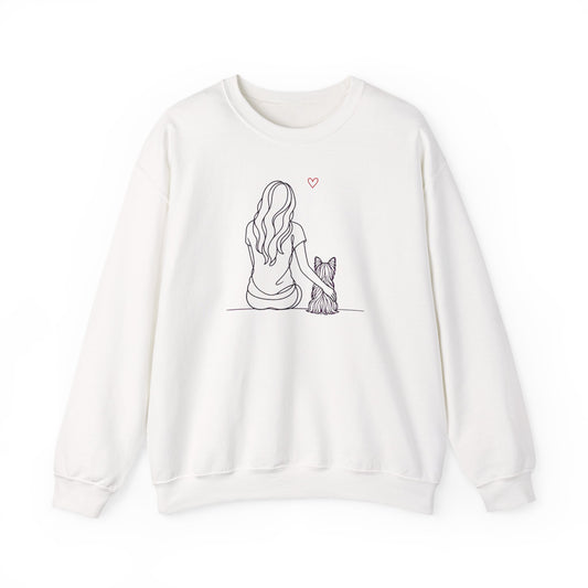 Yorkshire Terrier Hug Crewneck Sweatshirt White