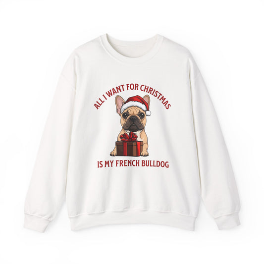 French Bulldog Christmas Crewneck Sweatshirt White