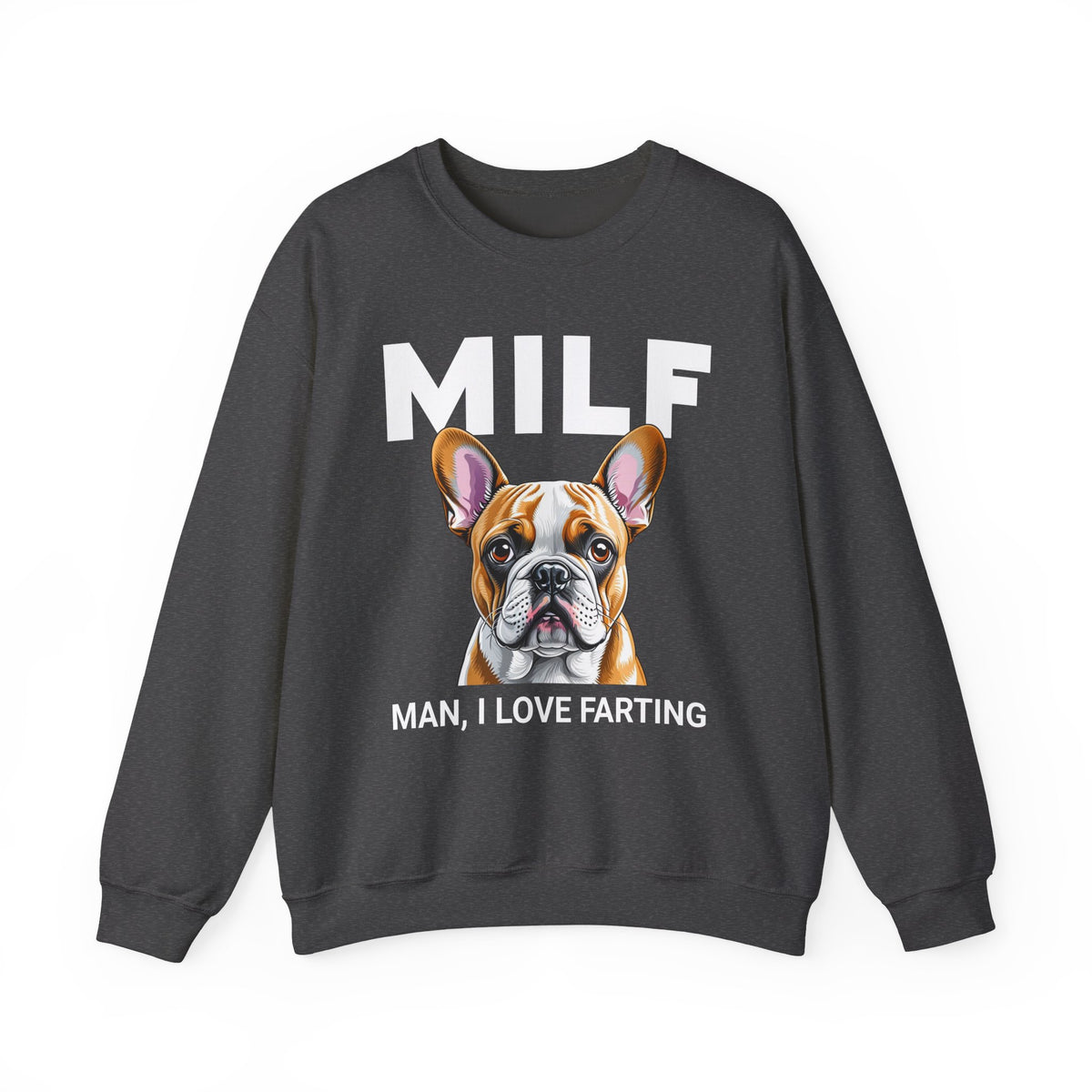 French Bulldog Fart Crewneck Sweatshirt Dark Heather