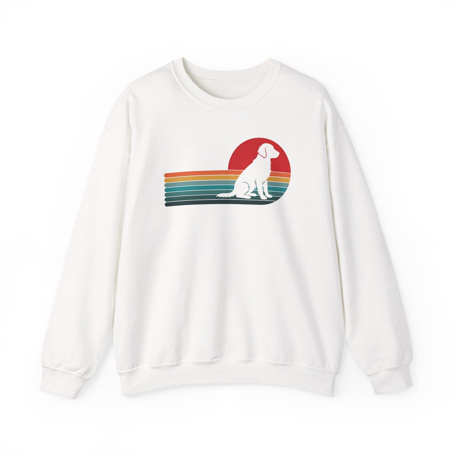 Flat Coated Retriever Retro Sunset Crewneck Sweatshirt