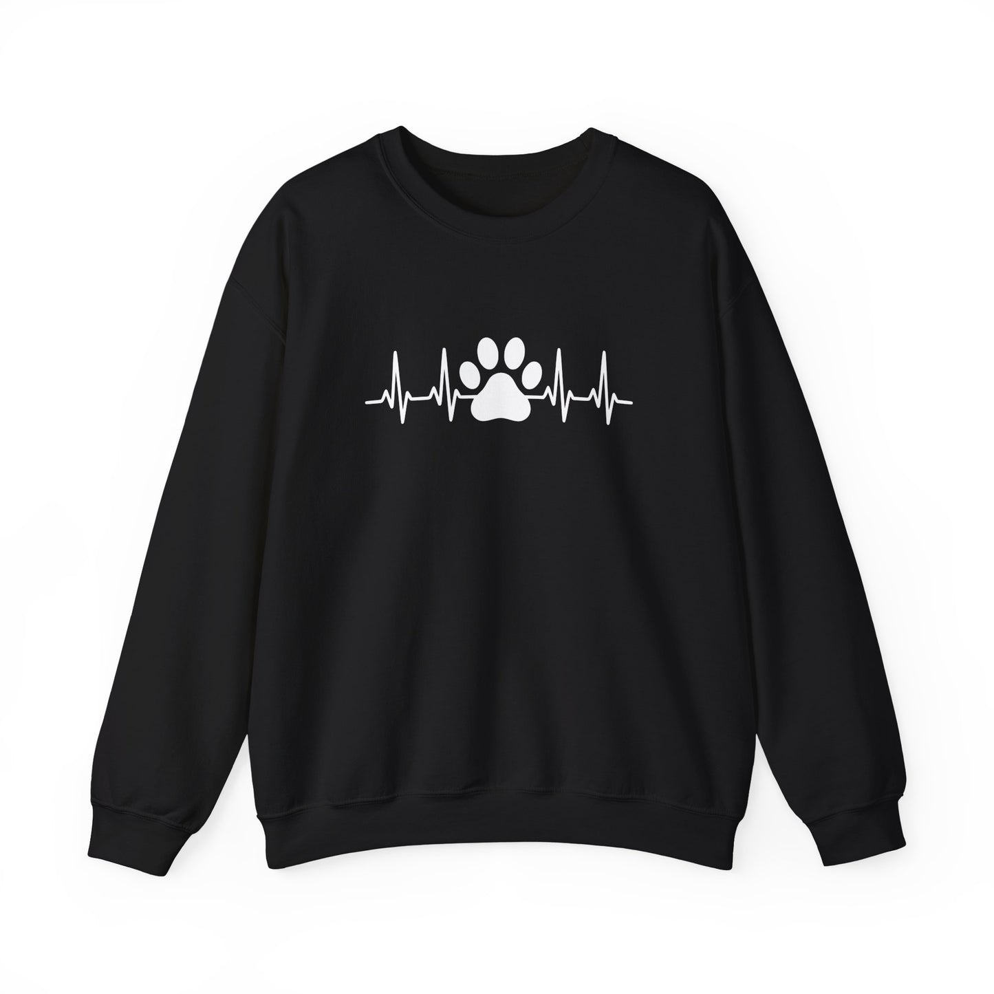 Dog Heartbeat Paw Crewneck Sweatshirt Black