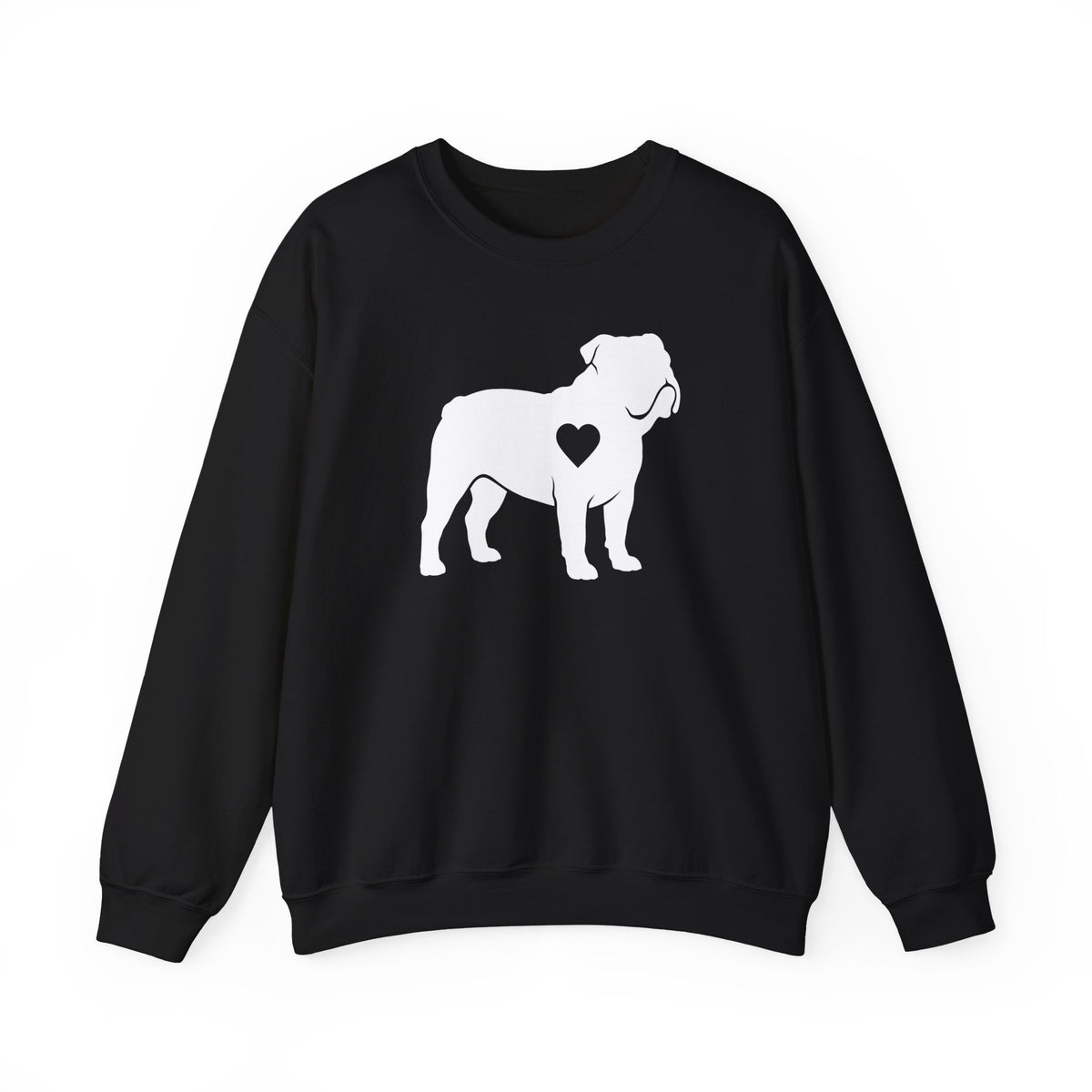 English Bulldog Heart Silhouette Crewneck Sweatshirt Black