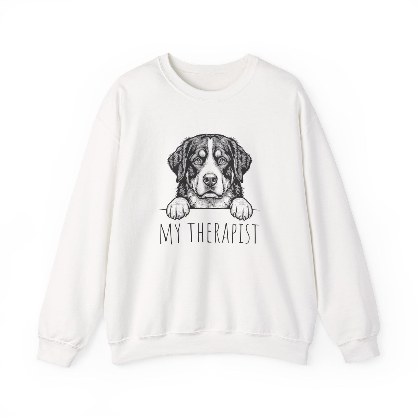Bernese Mountain Dog Therapist Crewneck Sweatshirt White