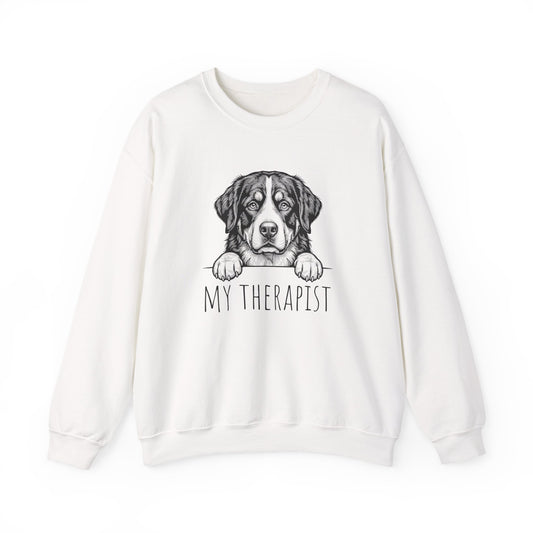 Bernese Mountain Dog Therapist Crewneck Sweatshirt White
