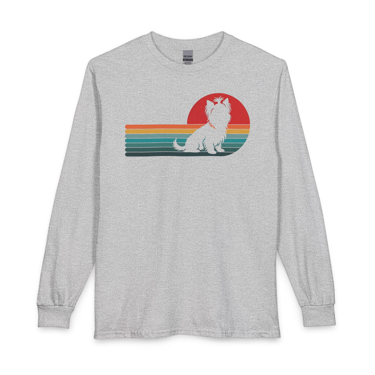 Yorkshire Terrier Retro Sunset Long Sleeve Sport Grey