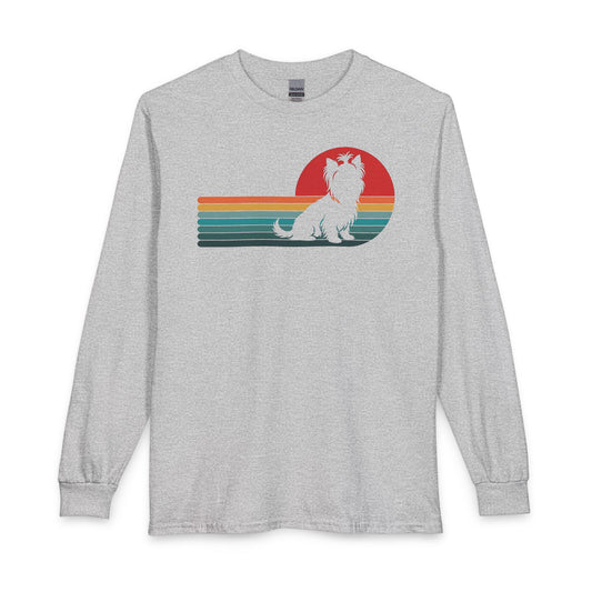 Yorkshire Terrier Retro Sunset Long Sleeve Sport Grey