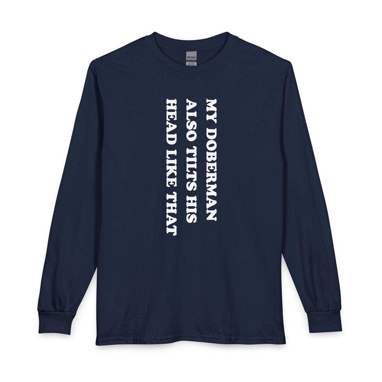 Doberman Tilt His Head Long Sleeve Navy