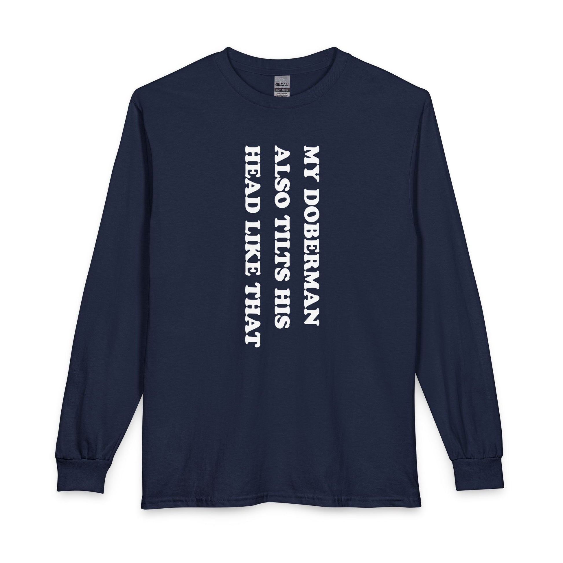Doberman Tilt His Head Long Sleeve Navy