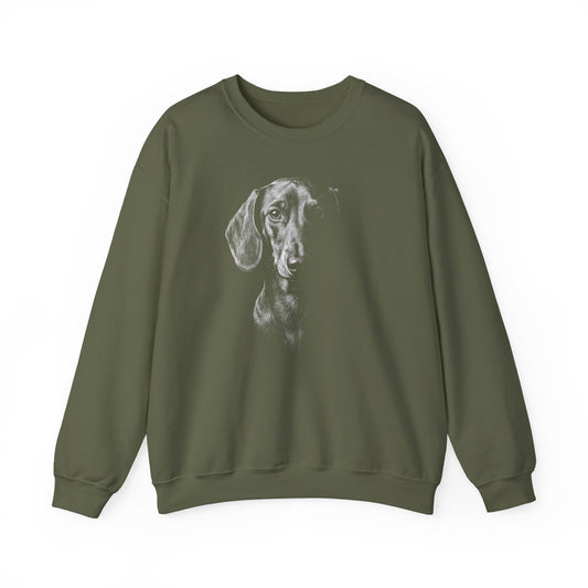 Dachshund Engraved Crewneck Sweatshirt Military Green