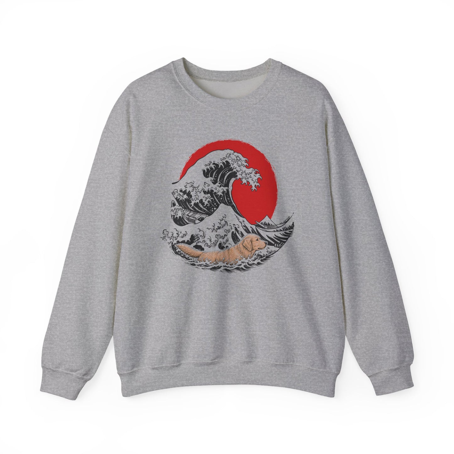 Golden Retriever Swimming Crewneck Sweatshirt Sport Grey