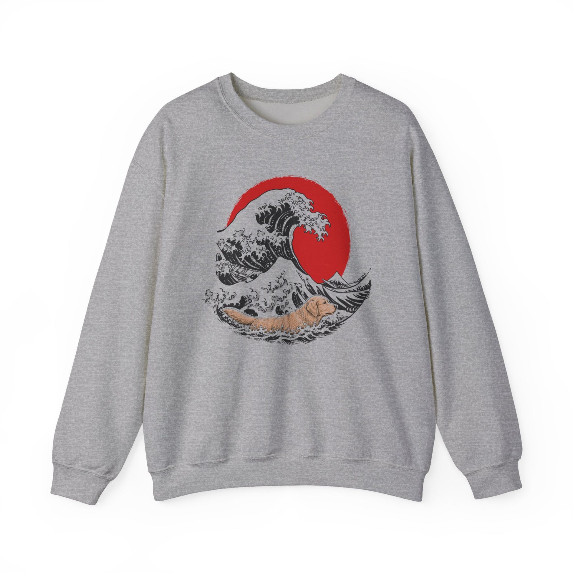 Golden Retriever Swimming Crewneck Sweatshirt Sport Grey