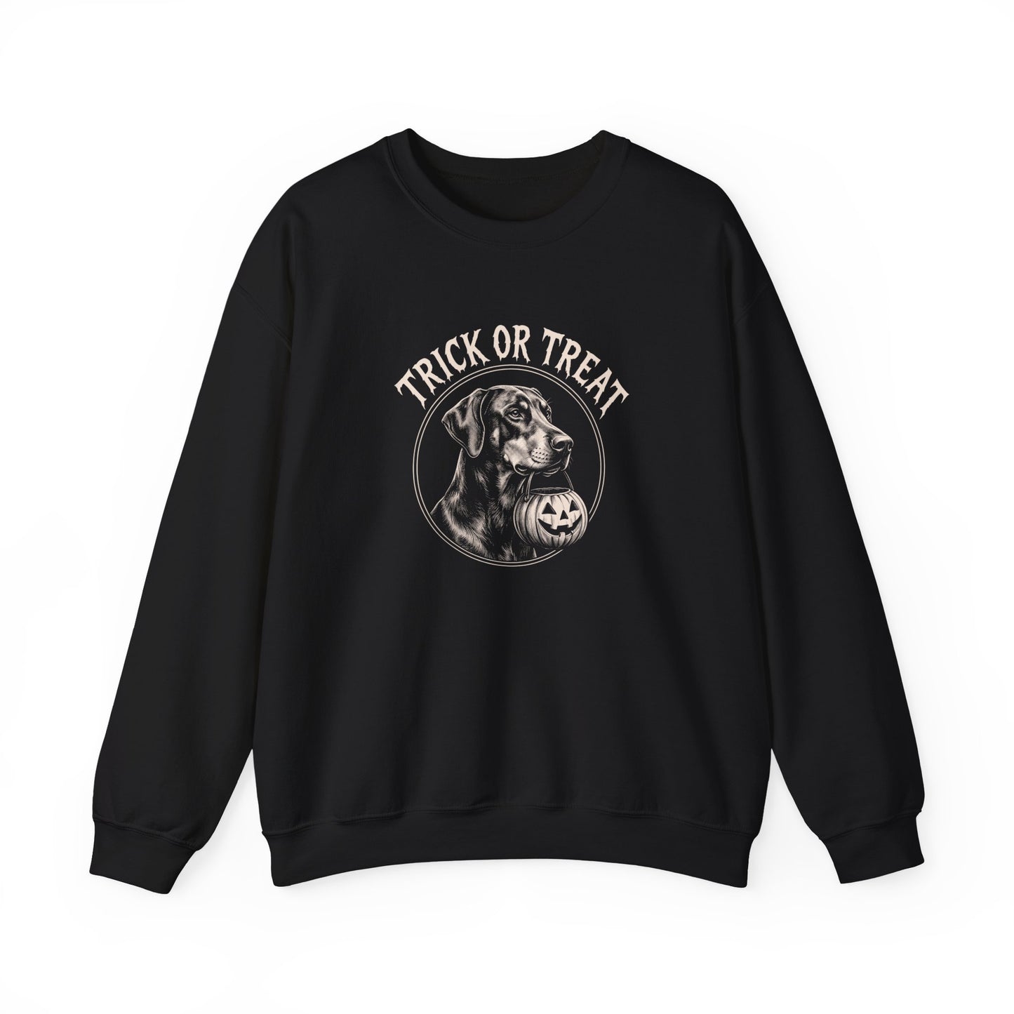 Doberman Halloween Trick or Treat Crewneck Sweatshirt