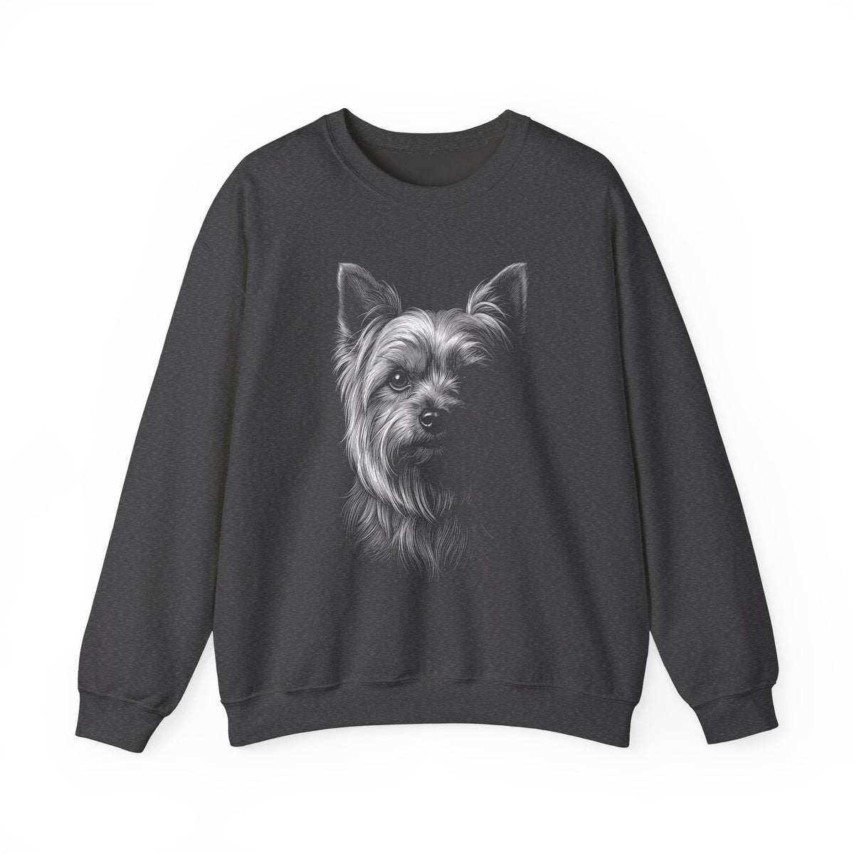 Yorkshire Terrier Engraved Crewneck Sweatshirt Dark Heather