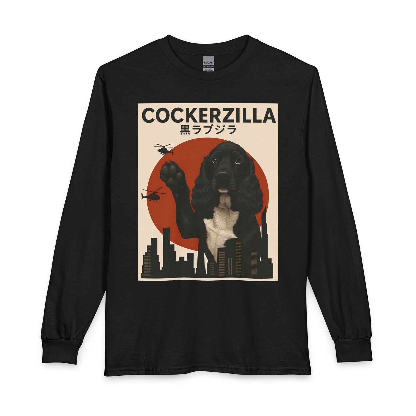 Cockerzilla Black White Cocker Spaniel Long Sleeve