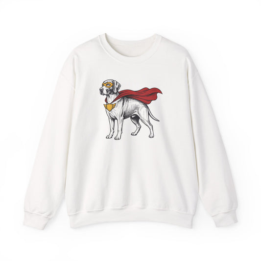 English Pointer Superhero Crewneck Sweatshirt White