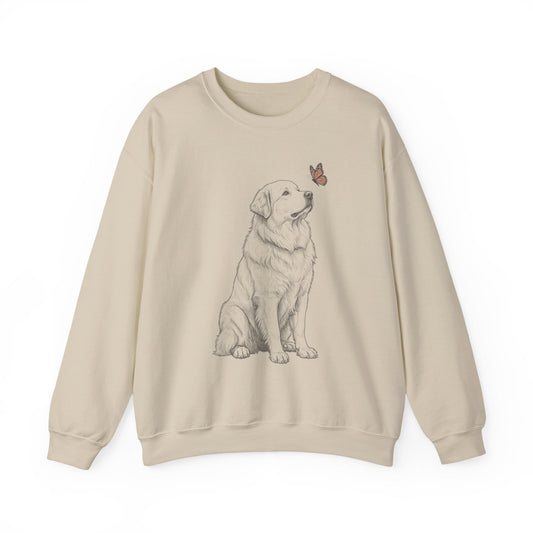 Great Pyrenees Butterfly Crewneck Sweatshirt Sand