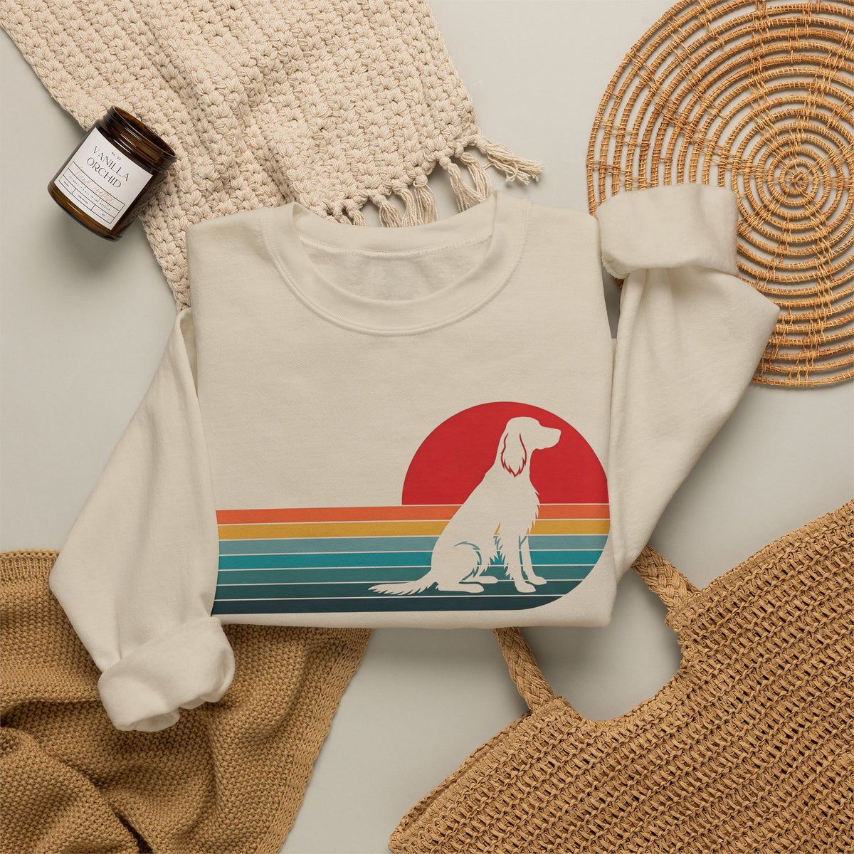 Irish Setter Retro Sunset Crewneck Sweatshirt