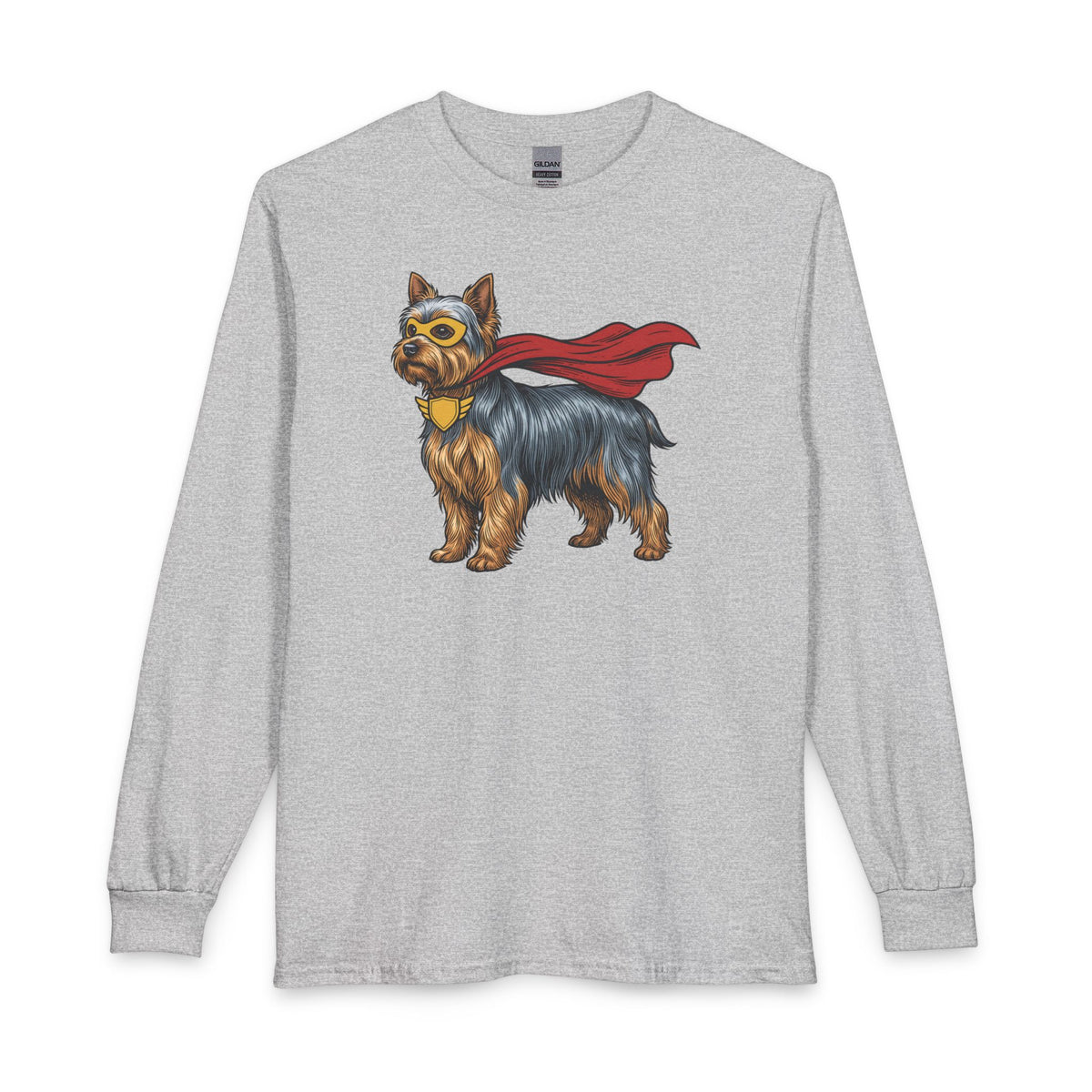 Yorkshire Terrier Superhero Long Sleeve Sport Grey
