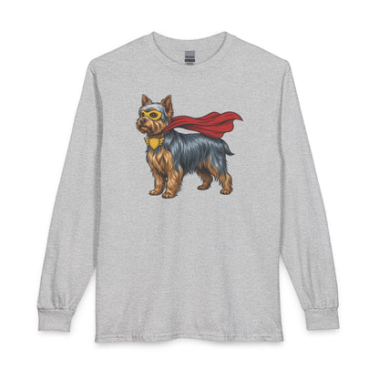 Yorkshire Terrier Superhero Long Sleeve Sport Grey