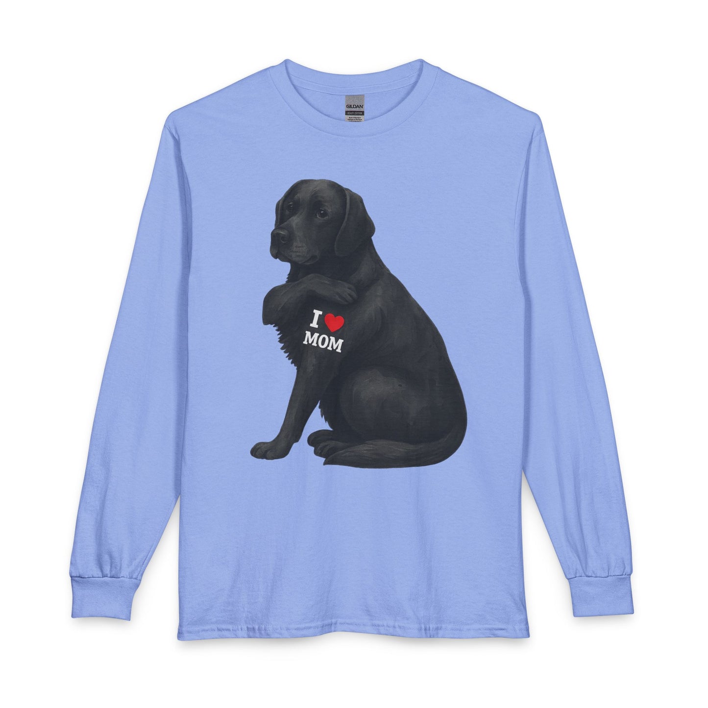 Black Labrador I Love Mom Long Sleeve