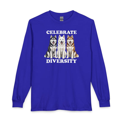 Siberian Huskies Celebrate Diversity Long Sleeve Royal