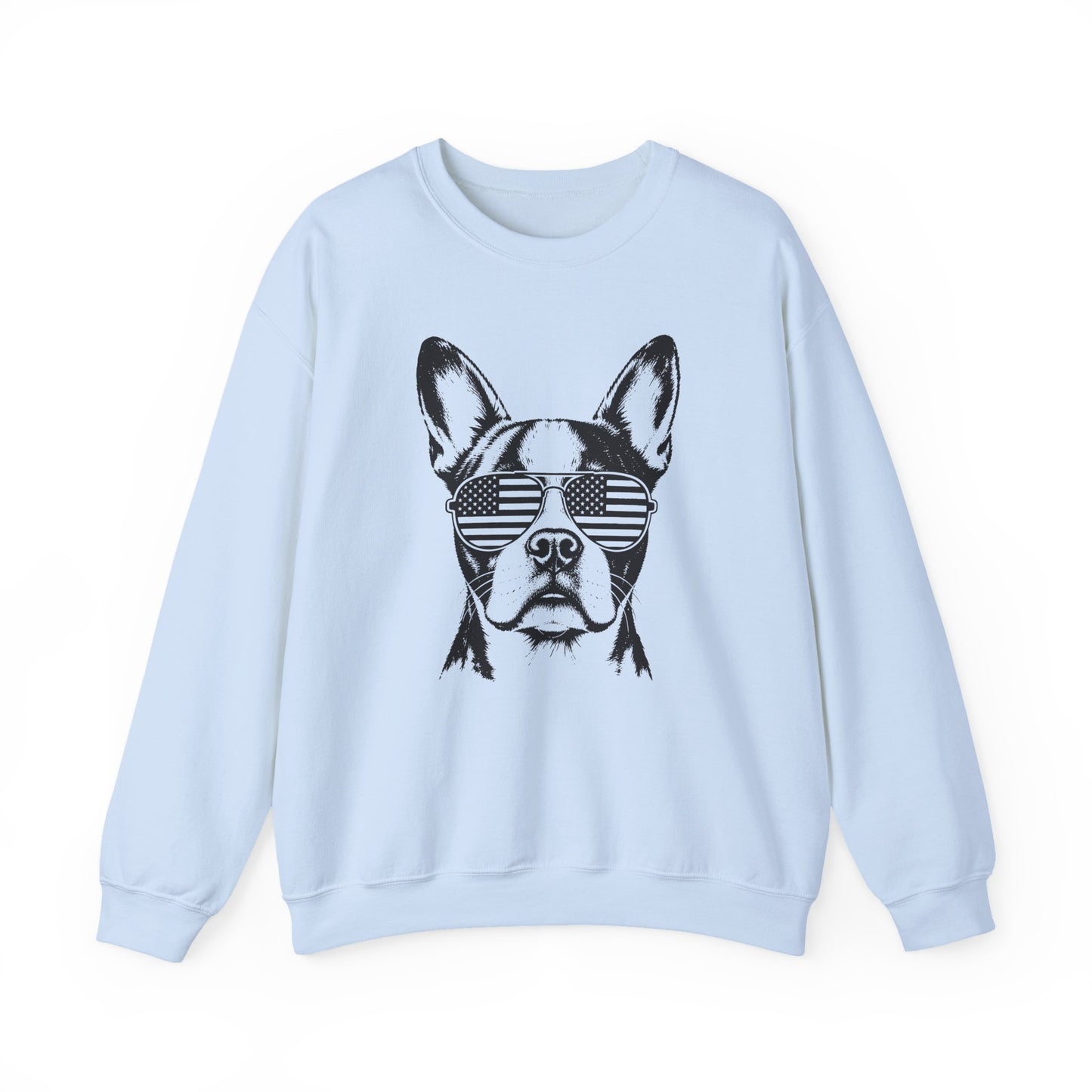 Boston Terrier Flag Shades Crewneck Sweatshirt