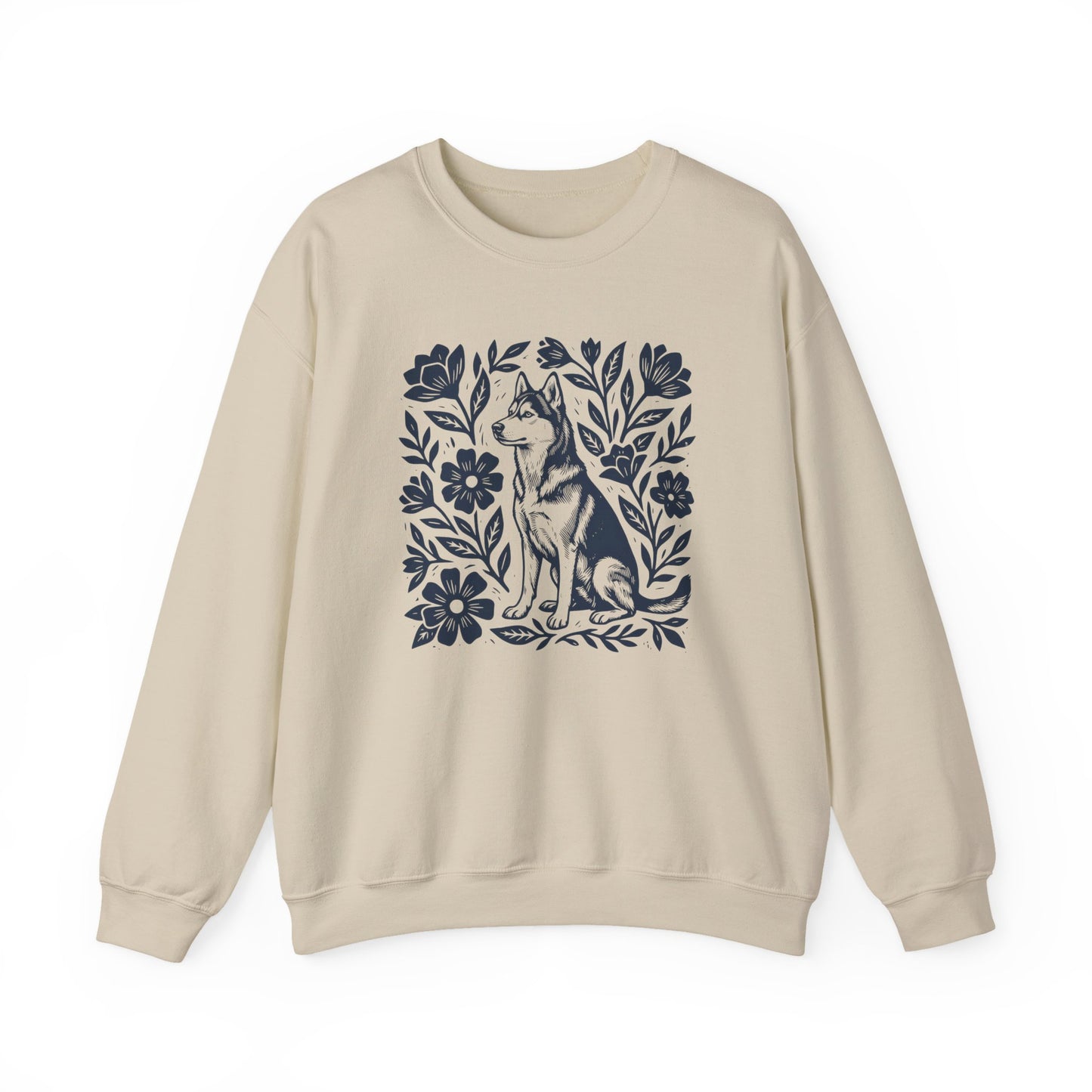 Husky Linocut Crewneck Sweatshirt Sand