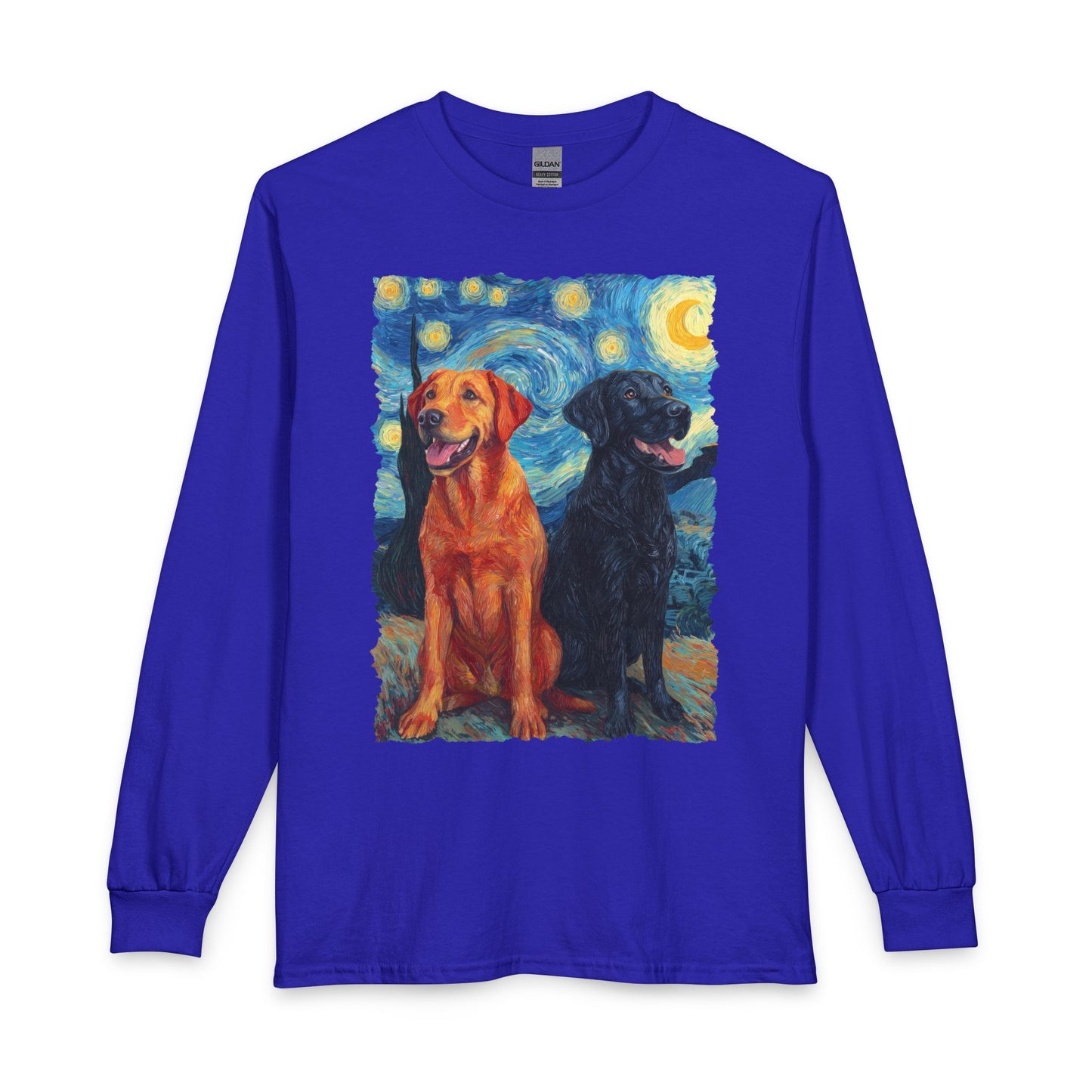 Fox Red & Black Lab Van Gogh Long Sleeve Royal