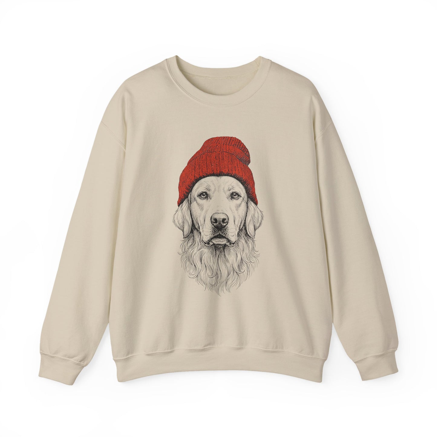Golden Retriever Beanie Crewneck Sweatshirt Sand