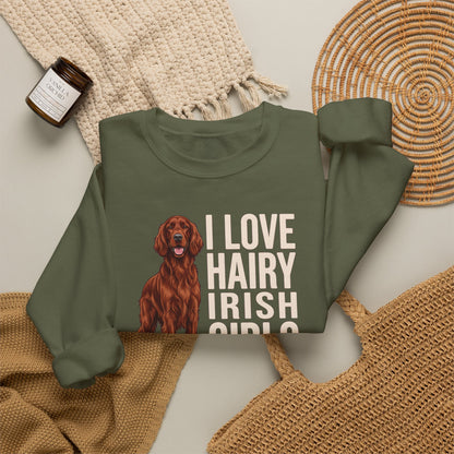 Irish Setter Hairy Girls Crewneck Sweatshirt